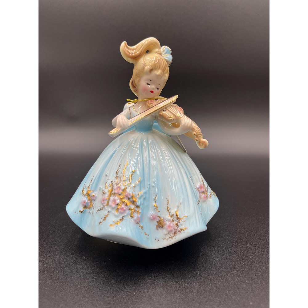 Vintage Josef Original Bess Violinist Figurine, Musical Rotating Girl